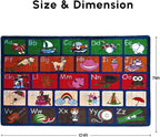 SAFECASTLE ABC Picture Phonics Alphabet Educational Area Rug for Kids 7'8" x 10'4" Preschool & Classroom Learning Carpet with Upper and Lowercase Letters, Rug for Early Learning, Daycare & Playrooms