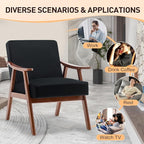 KEIKI Mid-Century Modern Accent Chair with Solid Wood Frame, Wingback Armchair for Living Room Bedroom Home Office Lounge Seating