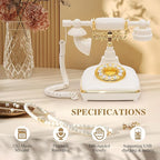 UKBW Audio Guest Book Wedding Phone, Audio Phone Guestbook, Vintage Retro Style Audio Guest Book Phone for Wedding, Birthday Party, Anniversary and Other Special Occasions(Beige)