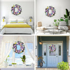 24 Inch Spring Summer Wreaths for Front Door, Spring Summer Door Wreaths, Artifical Floral Flowers Wreath with Purple Hydrangea,Pink Rose,Blue Tulip,Large Wreaths for Spring Summer Outdoor Home Decor
