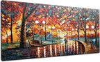 Alenoss Modern Oil Paintings on Canvas Large Wall Art 24x48 Inches Romantic Abstract Paintings Contemporary Art Colorful Artwork Wall Decor for Bathroom Living Room