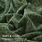 Olive Green Chenille Throw Blanket for Couch Bed，Soft Cozy Throw Blanket with Handmade Fringe, Decorative Blanket for Sofa Chair Living Room for Gift, (Olive Green)