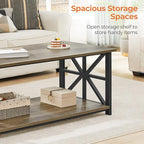 GreenForest Coffee Table for Living Room with Round Corners Farmhouse Style Center Table with Storage Shelf 39 Inch Space Saving Easy Assembly Gray Wash | for Living Room, Farmhouse Style, Space Saving, Easy Assembly