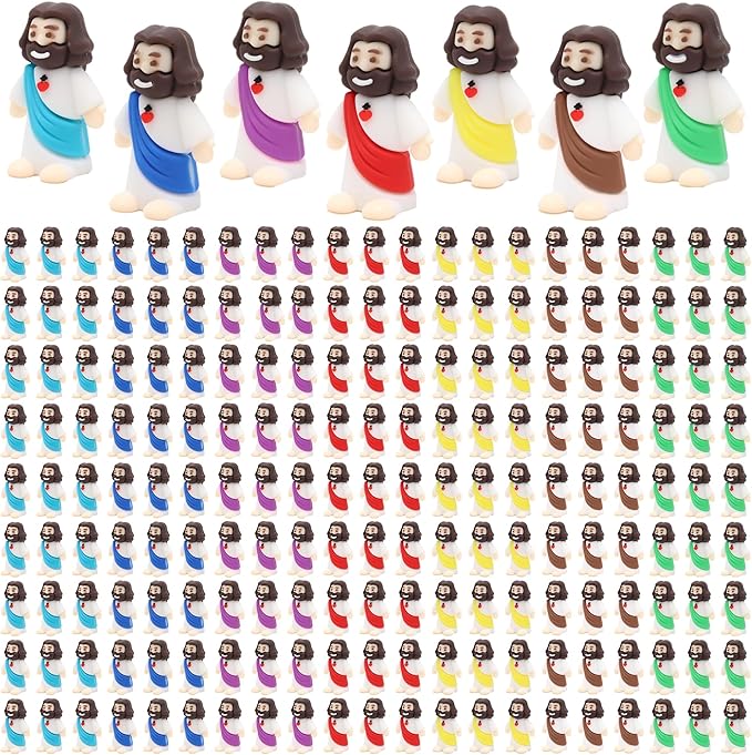 200 Pcs Baby Jesus Figures Mini Jesus Figurines in Bulk Original Design Tiny Miniature Jesus Figures for Hide and Seek, Religious Party Favors, Sunday School, Baptism Gift, Easter Egg Stuffers