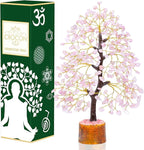 Rose Quartz Tree of Life, Handmade Gemstone Feng Shui Money Tree, Healing Crystal Decoration for Home, Positive Energy, Spiritual Gift