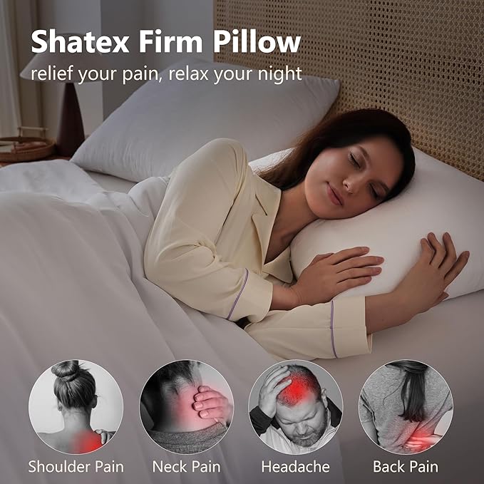 Shatex Medium Firm Pillow Queen Size 28 x 20 inch, Adjustable Back Pillow for Neck Pain Relief, Provide Strong Support for Stomach & Side Sleepers
