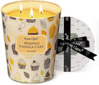 HomeLights Scented Candles | Large Jar 34 Oz Natural Soy Candle | 130 hrs Long-Lasting with 3 Wicks | Rustic Modern for Home Decor | Gifts for Mom & Women, Whipped Vanilla Cake