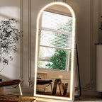 GLSLAND 26"x68" Arched LED Full Length Mirror with Lights Wall Mounted/Standing, Dimmable Floor Lighted Mirrors W/Anti-Fog, Touch Control for Bedroom, Dressing Room