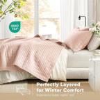 Comfort Spaces Kienna Quilt Set- Double Sided Stitching Design Summer Blanket, Lightweight, Soft, All Season Bedding Layer, Matching Sham, Blush, Coverlet King (104"x90") 3 Piece