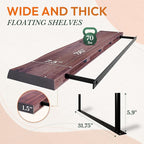 36" Acacia Live Edge Floating Shelves Set of 2 - Wall Mounted Wooden Shelf for Stylish Home Décor - Cherry Color 36x7.5x1.5 Inches