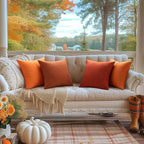 MIULEE Pack of 2 Decorative Outdoor Solid Waterproof Throw Pillow Covers Faux Linen Garden Farmhouse Cushion Cases for Summer Patio Tent Balcony Couch Sofa 12x12 Inch Bright Orange