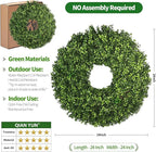 Artificial Boxwood Wreath for Front Door – Preserved Green Wreath for Spring, Fall, Christmas & Holiday Decor – UV-Resistant for Indoor & Outdoor Use (1, 24")