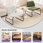 DAICO Modern Accent Chair Armless Sling Accent Chairs Comfy Upholstered Side Sitting Chairs with Metal Frame for Living Room Bedroom Balcony Garden, Linen, Beige