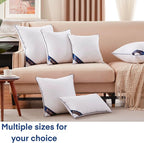 Siluvia 24x24 Pillow Inserts Set of 2 Square Throw 24 Euro Pillows with 100% Cotton Cover for Sofa, Couch, and Bed - White