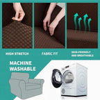 YEMYHOM Latest Checkered 2 Pieces Chair Covers for Living Room High Stretch Thickened Chair Slipcovers with Arms Anti Slip Elastic Armchair Sofa Couch Protector (Dark Coffee), 31"-46"(1 Cushion)