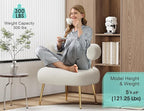 Mid Century Sherpa Boucle Accent Chair, Round Upholstered Barrel Arm Chair for Small Spaces, Fluffy Side Corner Sofa Chair for Living Room, Bedroom, Vanity, Office, Reading Nook(Cream White)