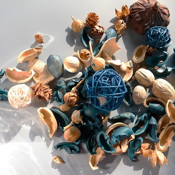 Qingbei Rina Potpourri Bags, Ocean Breeze Scented Potpourri Bowl Filler,Beach Coastal Blue Vase Filler,Home Fragrance Sachet of Petal,Bathroom Decor,9.9 Oz