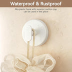 Suction Cup Hooks for Shower: 15 LB Strong Wall Hanger for Bathroom, Front door, Glass, Window, RV, Holder for Towel, Christmas Wreath, Coat, Loofah, Waterproof & Reusable, Cream White 4-Pack