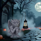 Gargoyle Statues Outdoor with Solar Lantern Gothic Garden Lamp Decor Outside Dragon Winged Gargoyle for Porch Patio Lawn Yard Ornament Trolls Figurine Gifts for Women Mom Grandma