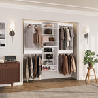 ROOMTEC Modular Closet System, 60" Wall-Mounted Closet Organizer with Hanging Rods and Shelves, Wooden Tower for Walk-In Closets, Wardrobe Storage Kit, White