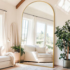 Antok Full Length Mirror, 88"x44" Oversized Floor Mirror Freestanding, Full Body Mirror Floor Standing Mirrors with Stand, Hanging Mounted Mirrors for Living Room Cloakroom,Gold,Arched Style