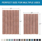 H.VERSAILTEX 2 Piece Set Bathroom Rugs Bath Mats Sets Super Absorbent Chenille Striped Bath Mats Non Skid Machine Wash Dry Rugs for Bathroom Floor (Muted Clay, 24 x 36 Plus 20 x 32 - Inches)