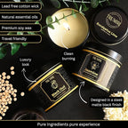 Candle Gift Set of 3 Black Oud|Jasmine|Eucalyptus Lime Highly Scented Soy Candels Natural Non Toxic Velas Aromáticas Favors for Women Coworkers Friends Guests Also for Fall Diwali Christmas Holidays
