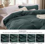 Bedsure Forest Green Oversized King Duvet Cover - 3 Pieces Prewashed Cotton-Like Polyester Extra Soft Bedding Set, Includes 1 Duvet Cover 120''x98'' with Zipper Closure & 2 Pillow Shams, No Comforter