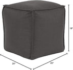 Howard Elliott Square Pouf Ottoman Foot Rest With Cover, Round Stuffed Filled Foot Stool, Fluffy Compact & Comfortable Soft Seating for Living Room & Bedroom, 20 x 20 x 18 Inch, Gray