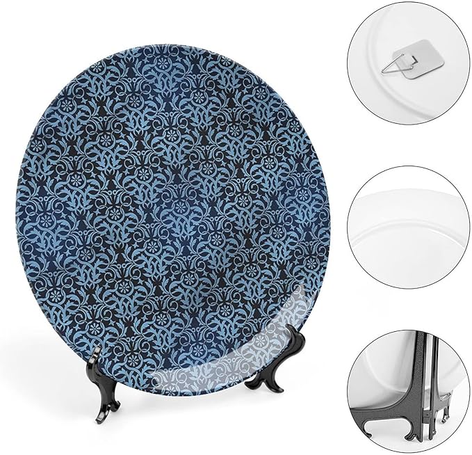 XISUNYA 8 Inch Decorative Plate, Victorian Round Porcelain, Interlacing Curvy Branch Print Ceramic Wall Hanging for Fine Dining, Upscale Events, Dinner Parties, Weddings, Catering Christmas
