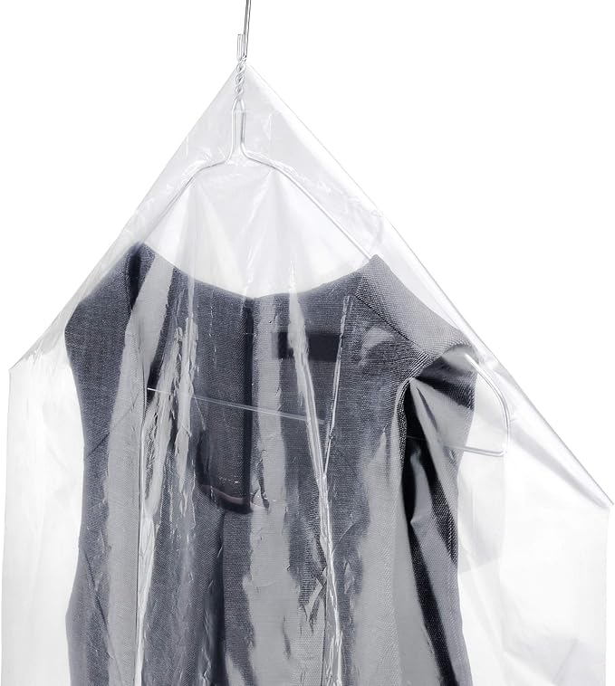 HANGERWORLD 20 Clear 45inch Dry Cleaning Laundry Polythylene Garment Cover Protector Bags 80 Gauge