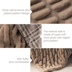Sophia & William Ruched Faux Fur Throw Blanket Bed Blanket - Luxury Lightweight Plush Fuzzy Cozy Soft Blankets, Brown, 60" x 80"