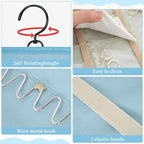 GMAK Hanging Jewelry Organizer with Hanger Metal Hooks, Double-Sided Jewelry Holder Accessories Organizer Storage Roll for Jewelry, Earrings, Bracelets, Necklaces, Rings - Light Blue