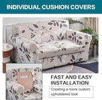 KRFOONN 3 Piece Stretch Sofa Couch Covers for 2 Cushion Couches Printed Sofa Loveseat Slipcover with 2 Separate Seat Cushion Covers Washable Sofa Slip Covers Furniture Protector (Loveseat, 23), Medium
