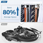 Belt Hanger Wall Mounted, Wooden Belt Organizer Max 12 Storage Capacity, 180° Rotating Space Saving Hangers for Ties, Tank Tops, Scarves, Bras, Keys, Bags White 1 Pack
