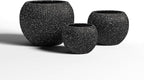 DTY Signature Mount Sherman 19.7''D x 21.7''H Modern Indoor Outdoor Fiberstone Sphere Planter, Durable Round Garden Pot, Weather Resistant, Drainage Hole & Rubber Plug (Ribbed Black, Large)