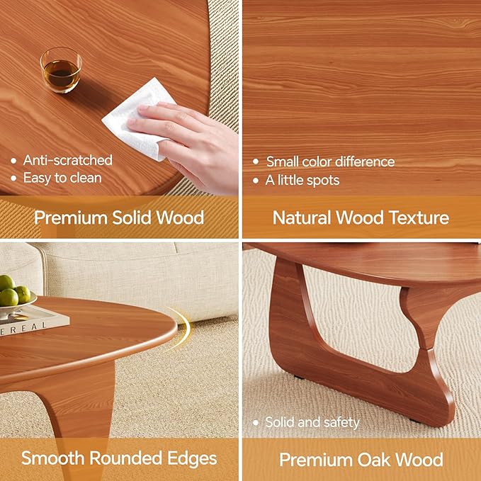 Coffee Tables Wood Small Farmhouse Coffee Table Mid-Century Modern Wood Center Table for Living Room, Walnut, 35 Inch