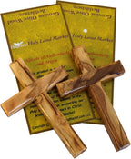 Holy Land Market Olive Wood Cross Pair - 4 Inch Wall Hanging from Bethlehem, Handcrafted Religious Decor