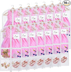 Geelin 14 Pcs Garment Bags for Dance Costumes PVC Clear with Zippers 20 x 40 Inch Garment Bag with Pockets Dance Costume Organizer Carrier for Storage Cover for Adult(Translucent White)