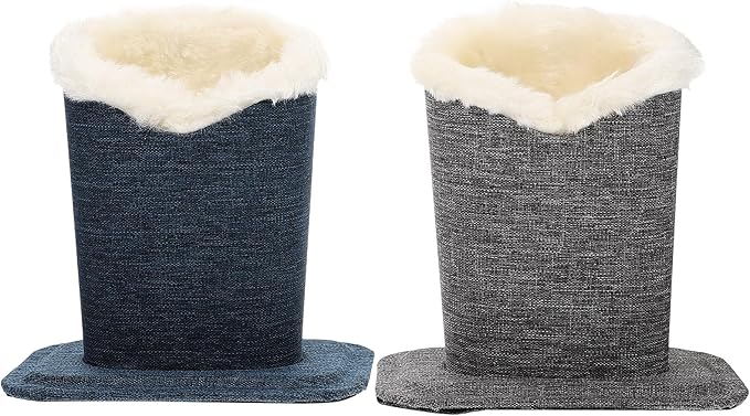 Cabilock 2Pcs Plush Eyeglasses Holder Set, Comfortable Fabric Eyeglass Stand with Base, Gray and Blue Colors, Desktop Sunglasses Display Organizer for Home and Office Use