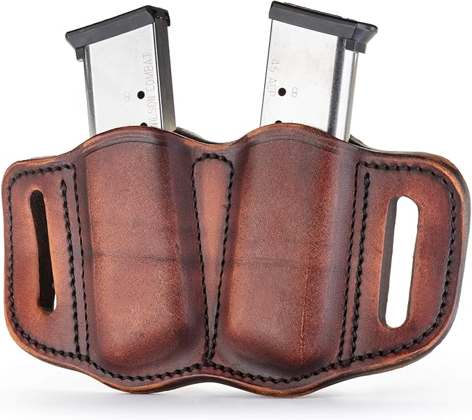 1791 Gunleather Mag Holster 2.1 - Double Mag Pouch for Single Stack Magazines, OWB Magazine Pouch for Belts
