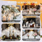 12 Pcs White Pillar Candles Bulk,2x3 2x6 2x8 Inch-4 Each Size,Large Christmas Pillar Candles Set of 3,Unscented Dripless Smokeless Hurricane Candles for Wedding Engagement Party Event Ceremony