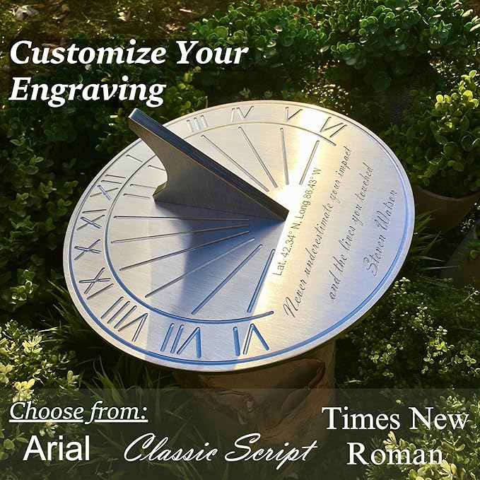Retiremement Gift Sundial Custom Engraved - Unqiue for Your Location Retiremement Gift for Men or Women - 65th Birthday Celebration Gift - Gift for Collegue, Friend or Family (6 inch)