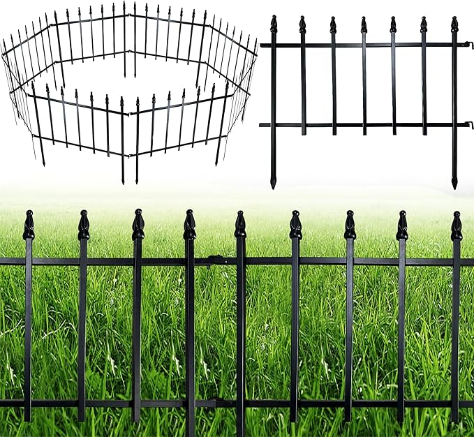ARIFARO Metal Garden Fence 18" H x 22" W (5 Pack, Length 9.16 ft) Decorative Fencing, No Dig Border Fencing for Outdoor Patio Yard Flower Bed Animal Barrier