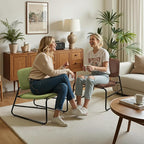 DAICO Modern Accent Chair Armless Sling Accent Chairs Comfy Upholstered Side Sitting Chairs with Metal Frame for Living Room Bedroom Balcony Garden, Linen, Green