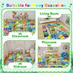 Baby Play Mat for Floor, ABC Kids Play Mat, Forest Animals Kids Rugs for Girls and Boys Playroom, Foldable Rug for Baby Toddler Infants Crawling Playing (Green, 110.2X78.7 INCH)