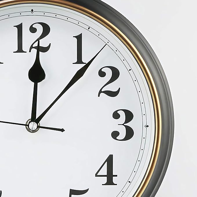 Silent Desk Clock - European Style Retro Clock with 10 Inch Dial, Easy to Read for Living Room or Bedroom