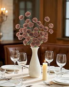 DuHouse 6pcs Artificial Flowers Faux Silk Pompon Mum,Silk Small Mini Chrysanthemum Ball with Stems for DIY Bouquets Centerpieces Vase Home Table Kitchen Decorations(Mocha Brown)
