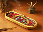 Bless-International Traditional-Handmade-Tray-Burner Wooden-Trat-Incense-Stick-Holder Ash-Catcher-Stand for-Aromatherapy-Meditation-Yoga (Mandala, 11x4x1.22 Inches)