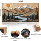 CHDITB Mountain Framed Wall Art, Long Horizontal Mountains Wall Decor, Sun Lake Pine Trees Nature Wall Painting, Modern Rustic Farmhouse Landscape Art Prints for Bedroom Office Decoration 20"x40"